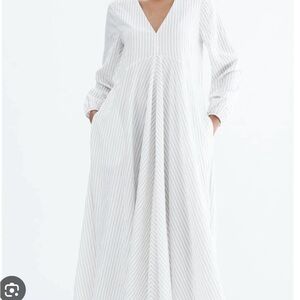 ZARA RUSTIC VOLUMINOUS STRIPED DRESS POCKETS